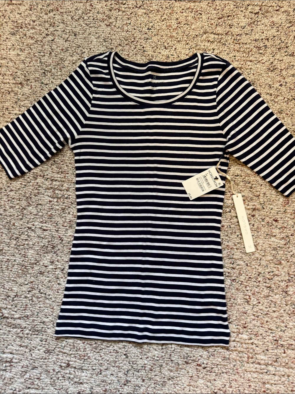 Caslon Navy & White Striped Scoop Neck Tee